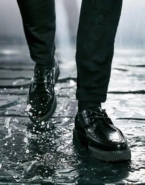 Черные кожаные ботинки ASOS DESIGN Creeper-Черный