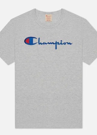 Женская футболка Champion Reverse Weave Script Logo Crew Neck, цвет серый, размер XS