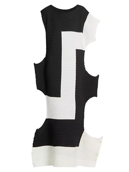 Платье макси с прямолинейным графическим вырезом Issey Miyake, черный
