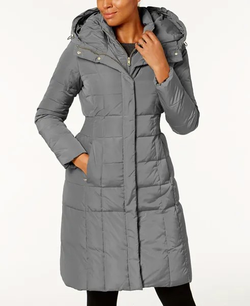 Женское пуховое пальто с лоскутным принтом Cole Haan, цвет Carbon