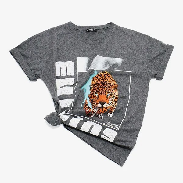Женская футболка с рисунком «Ползающий тигр», хлопковая футболка, модная женская футболка свободного покроя