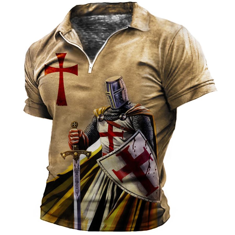 Мужская футболка-поло Knights Templar Cross Zip Polo на открытом воздухе