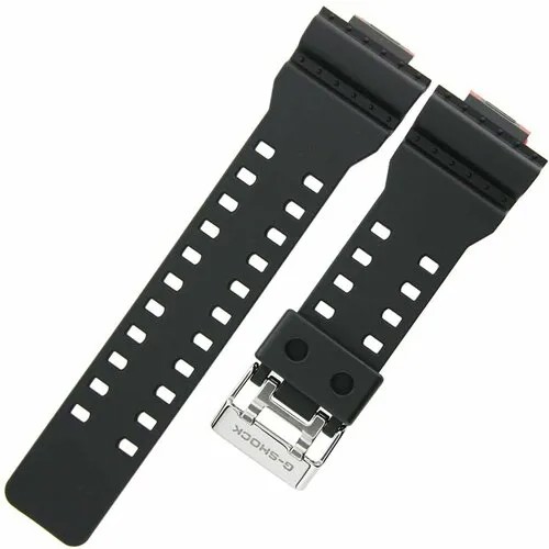 Ремешок CASIO, глянцевая фактура, застежка пряжка, водонепроницаемый, для мужчин, диаметр шпильки 2 мм., размер 16мм, черный
