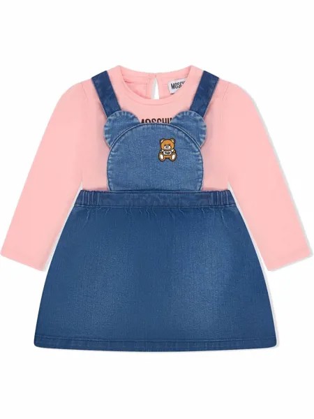 Moschino Kids платье-сарафан с нашивкой-логотипом