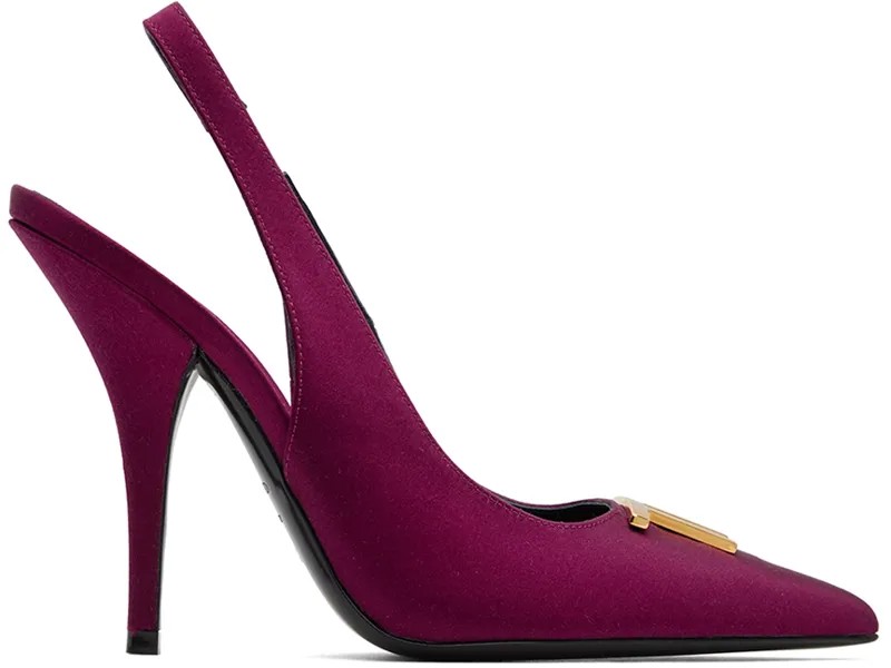 Пурпурные атласные туфли с ремешком на пятке TOM FORD