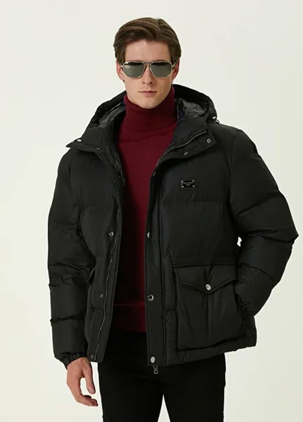 Черное пуховое пальто с капюшоном Dolce&Gabbana