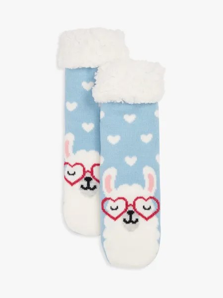 Пушистые носки для отдыха с изображением ламы John Lewis, светло-синий