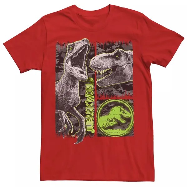Мужская камуфляжная футболка Jurassic World Two Raptor T-Rex с царапинами Licensed Character, красный