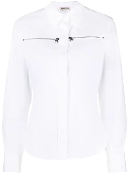 Alexander McQueen рубашка с длинными рукавами и молниями, белый