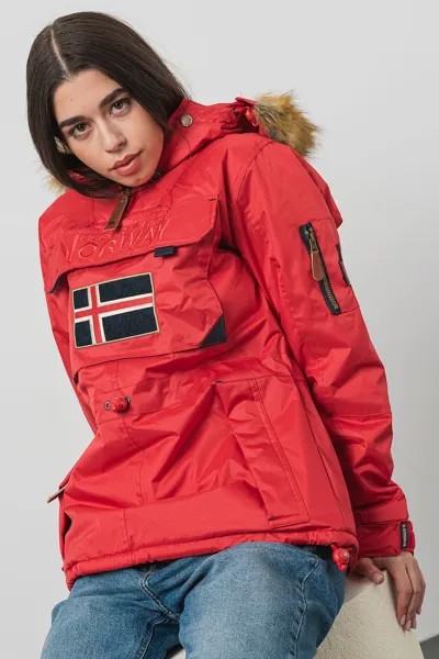 Зимняя куртка баклажанового цвета с капюшоном Geographical Norway, красный