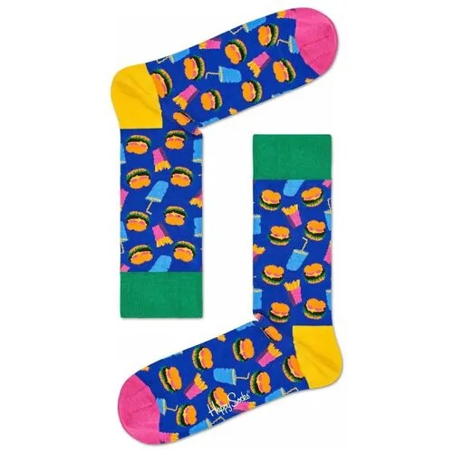 Черные носки унисекс Hamburger Sock с гамбургерами и содовой Happy socks | черный 25