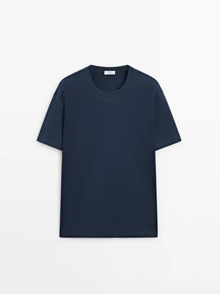 Хлопковая футболка с коротким рукавом Massimo Dutti, синий