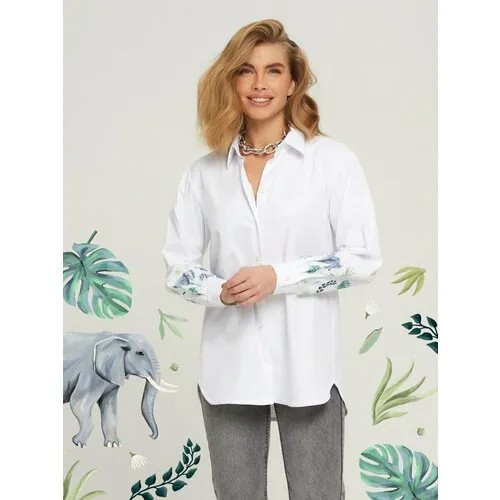 Блуза MOFANA, размер 46, серый, белый