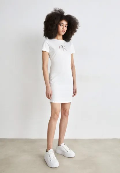 Платье из джерси Diffused Monologo Dress Calvin Klein, ярко-белое