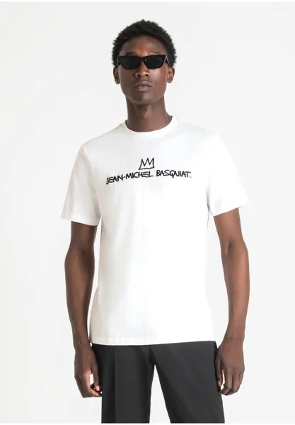 Футболка с принтом Regular Fit T-Shirt With Basquiat Print Antony Morato, цвет cream