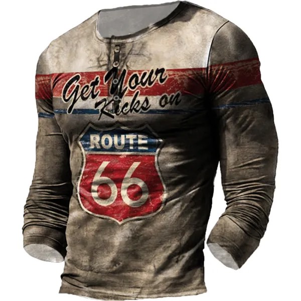 Мужская уличная рубашка с принтом Vintage Route 66
