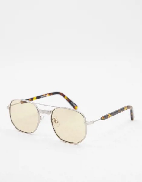 Круглые солнцезащитные очки унисекс в серебристой оправе со светло-коричневыми линзами Spitfire Nailsea-Серебристый