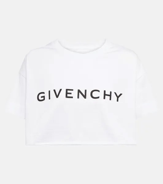 Укороченная футболка с логотипом GIVENCHY, белый
