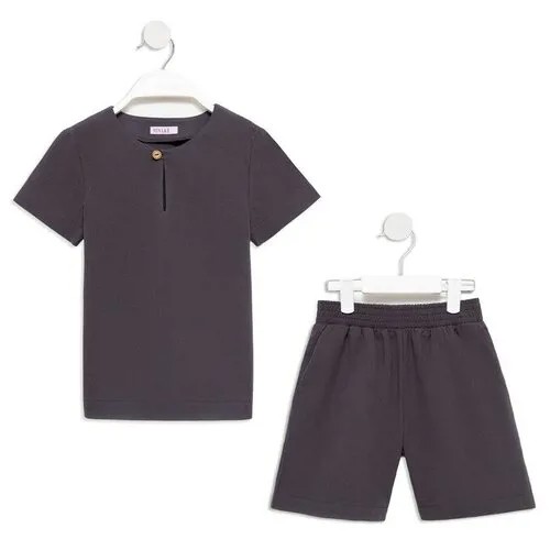 Комплект для мальчика (рубашка, шорты) MINAKU: Cotton Collection цвет серый, рост 128