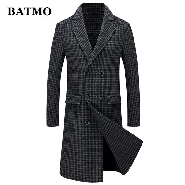 BATMO 2020 Новый arrvial Высокое качество 70% шерсть двубортный Хаундстут длинный плащ для мужчин, куртки 002