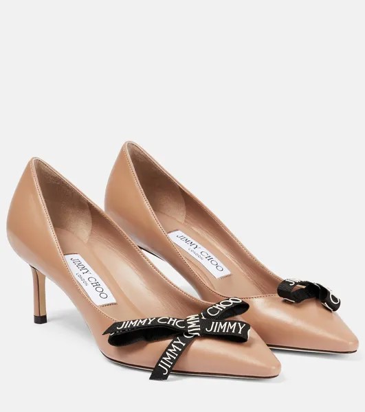 Декорированные кожаные туфли Romy 60 Jimmy Choo, розовый