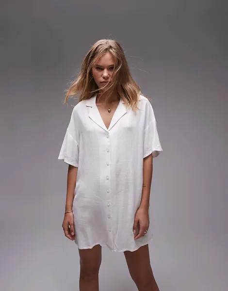 Topshop – Льняное платье-рубашка Souvenir цвета слоновой кости