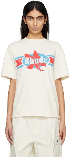 Кремового цвета футболка с шевронным орлом Rhude, цвет Vintage white