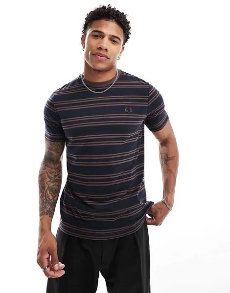 Футболка Fred Perry в темно-синюю и коричневую полоску