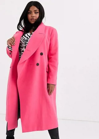 Розовое пальто асимметричного кроя спереди ASOS DESIGN Curve-Розовый