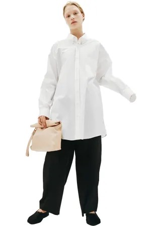 Белая хлопковая рубашка с карманом