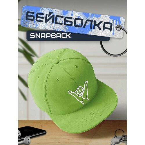Бейсболка, кепка зеленая с белым принтом рука - 245