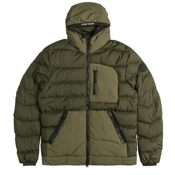 Пуховик Lobster Crinkle Down Hybrid Woolrich, зеленый