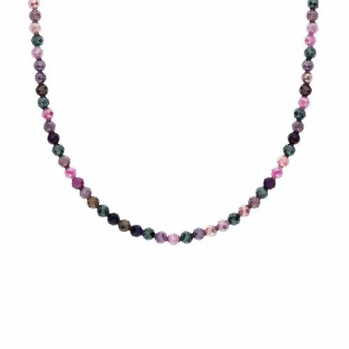 Колье Яхонт, серебро, 925 проба, турмалин, длина 31 см., мультиколор