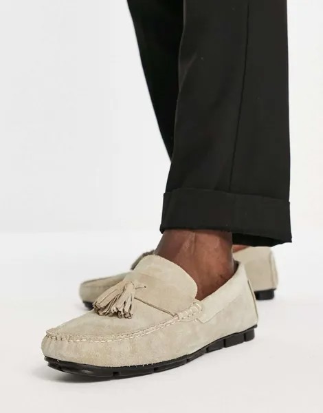 Замшевые туфли French Connection с кисточками песочного цвета