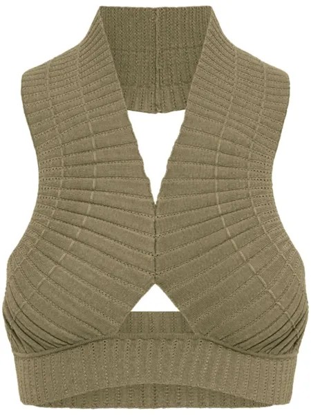 Dion Lee укороченный топ Snakeskin в рубчик, зеленый