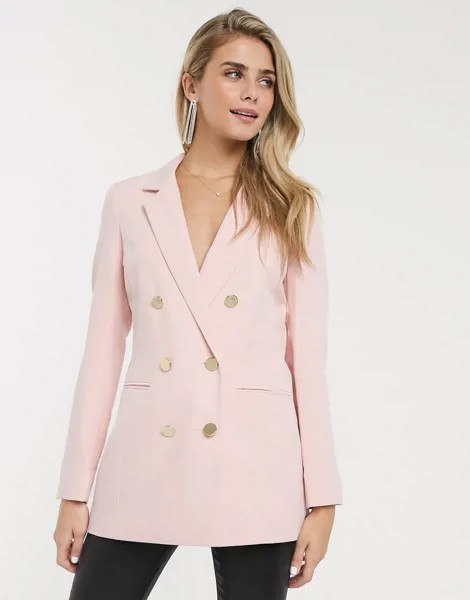 Розовый двубортный пиджак Miss Selfridge