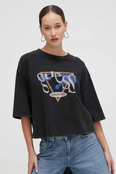 Хлопковая футболка Guess Originals, черный