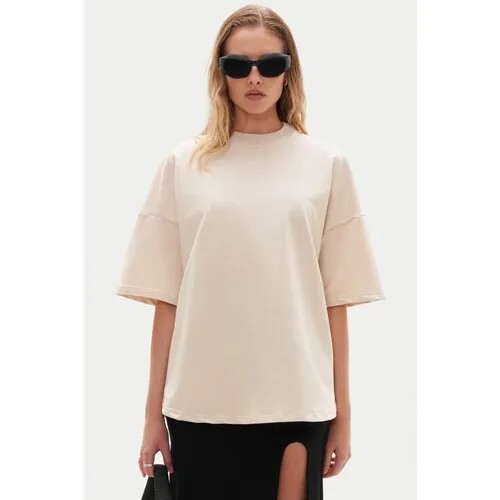 Футболка TOPTOP, однотонная, размер M/L, бежевый