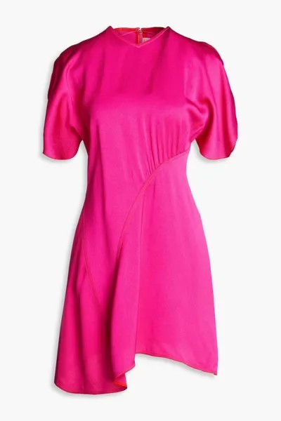 Мини-платье из атласного крепа со сборками Victoria Beckham, фуксия