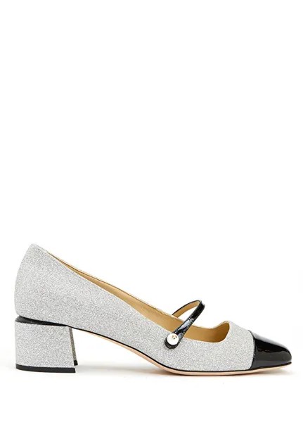 Черные серебряные кожаные туфли на каблуке elisa Jimmy Choo