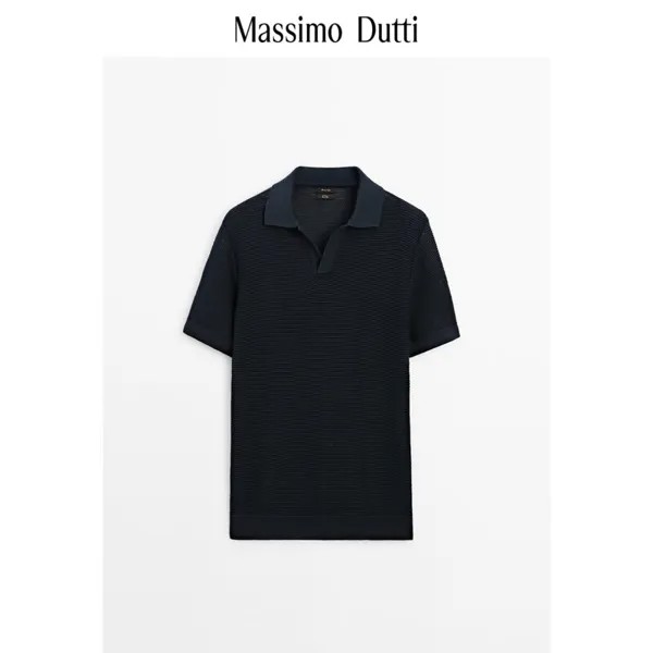 Рубашка мужская Massimo Dutti с короткими рукавами, темно-синий