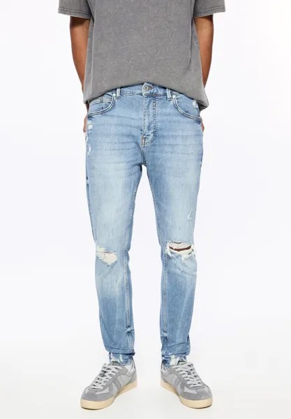 Джинсы слим Carrot Fit PULL&BEAR, синие