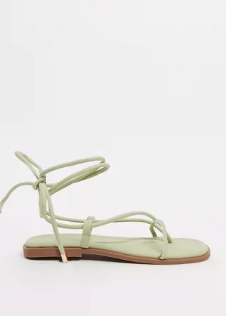 Светло-бирюзовые сандалии с завязками Truffle Collection-Зеленый цвет
