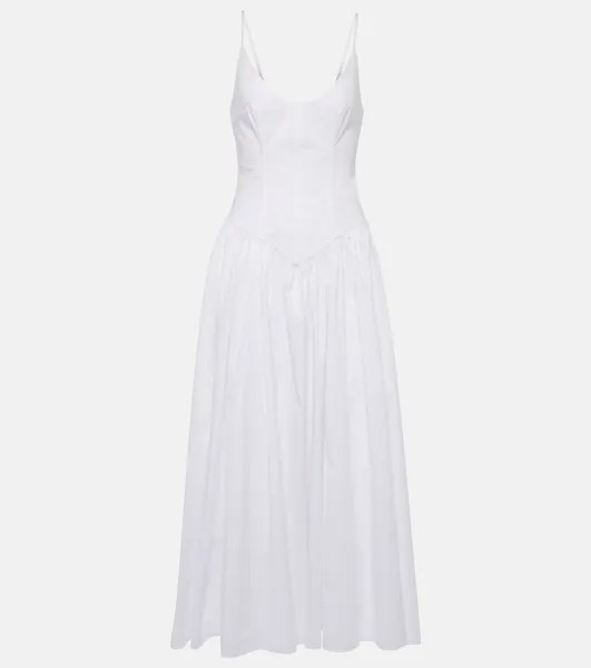 Платье макси dena из хлопкового поплина Staud, белый