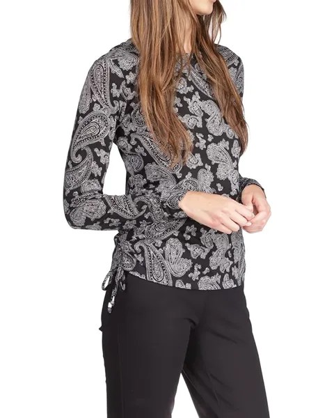 Футболка с длинным рукавом Michael Kors Print Ruched Long Sleeve Tee, цвет Bone