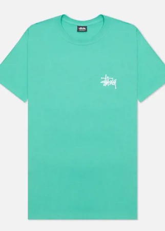 Мужская футболка Stussy SS Basic Stussy, цвет зелёный, размер XS