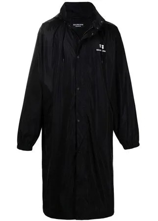 Balenciaga плащ с капюшоном и логотипом