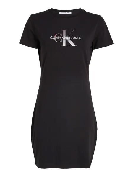Платье-Футболка с монограммой Calvin Klein, черный