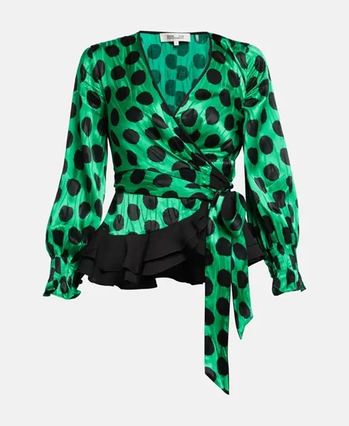 Рубашка блузка Diane von Furstenberg, зеленый