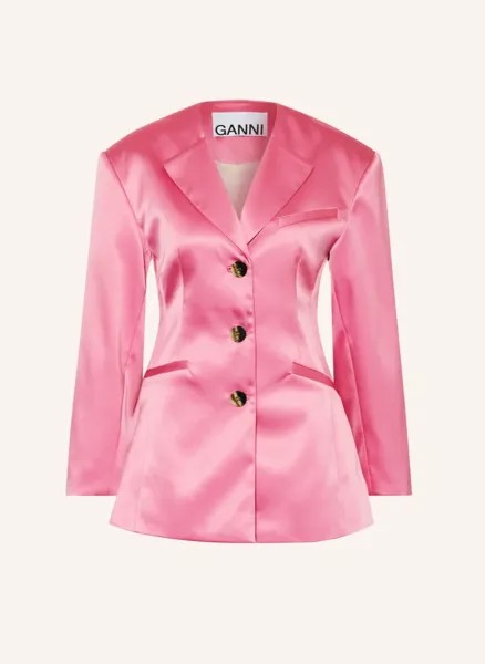 Атласный пиджак Ganni, розовый
